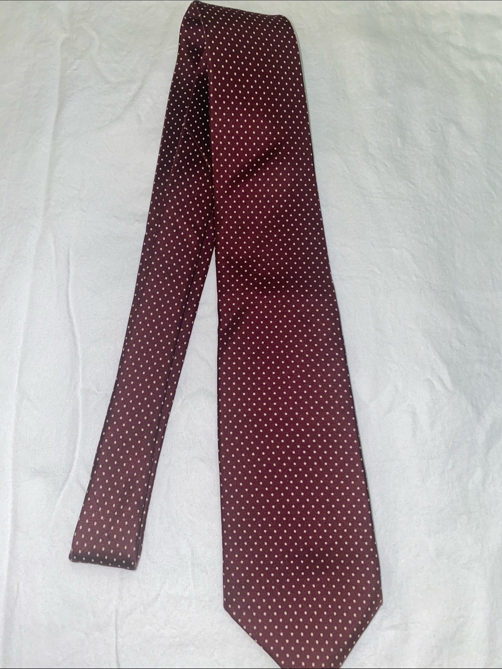 Hardy Amies Crimson Silk Tie with White Polka Dots